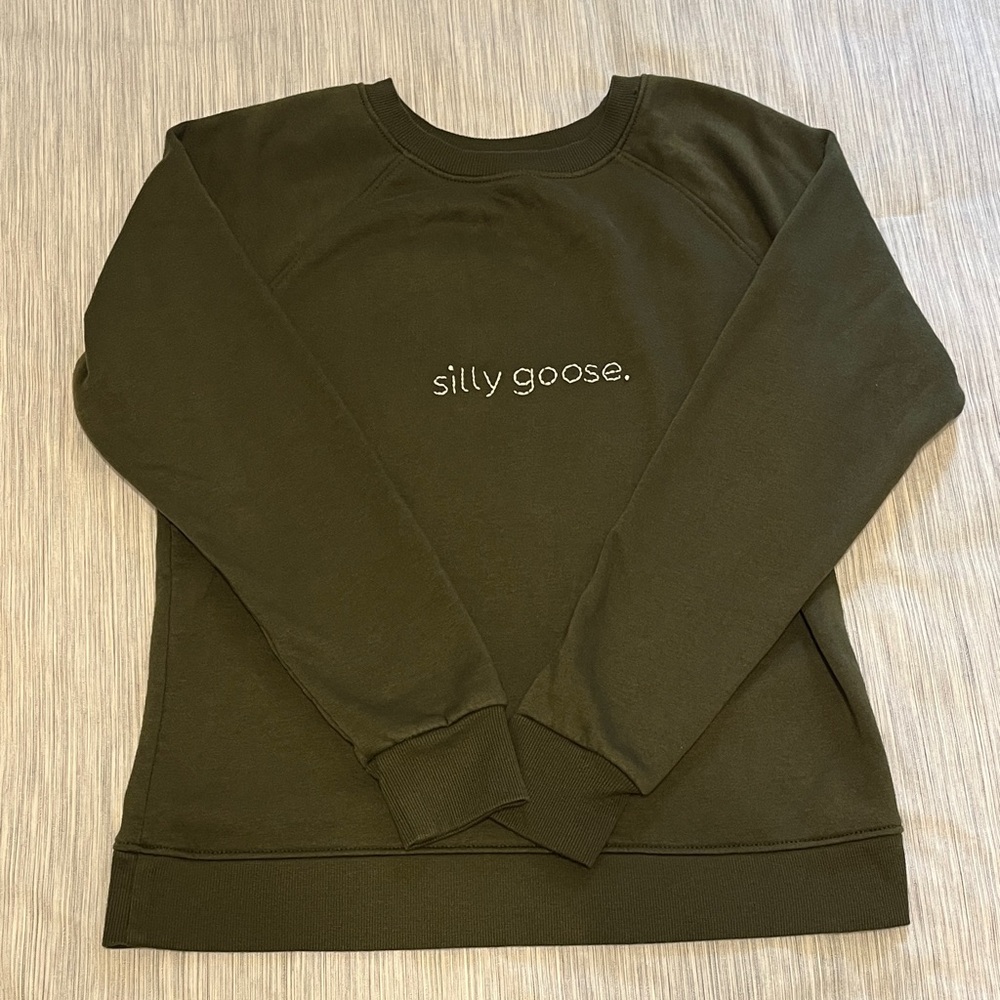 Silly Goose Olive Crew Neck Sweatshirt